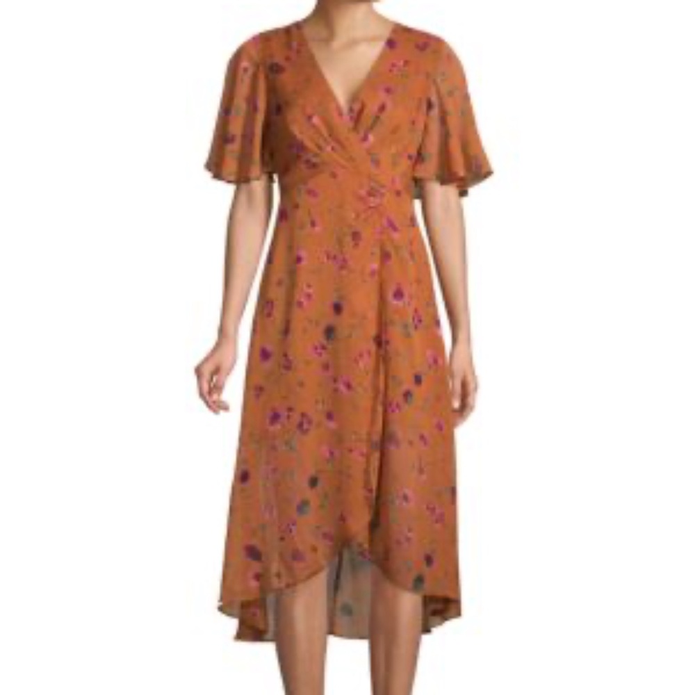 ASTR THE LABEL Floral-Print Faux Wrap Dress